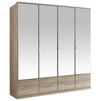 Drehtürenschrank Mit Spiegel 180cm Imago, Sägerau Dekor - Eichefarben, KONVENTIONELL, Glas/Holzwerkstoff (180/199/58cm) - MID.YOU