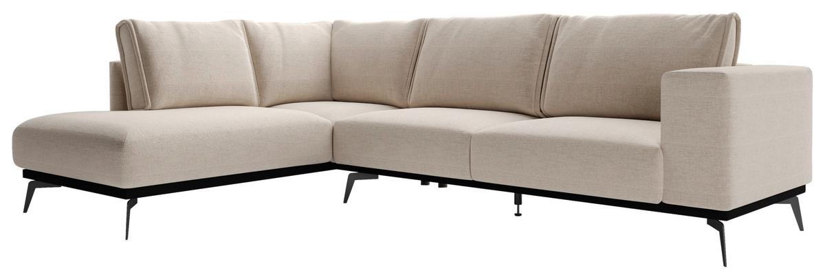 Sedací souprava ISOLDE, levá, béžová - černá/béžová, Design, kov/dřevo (200/293cm) - MID.YOU