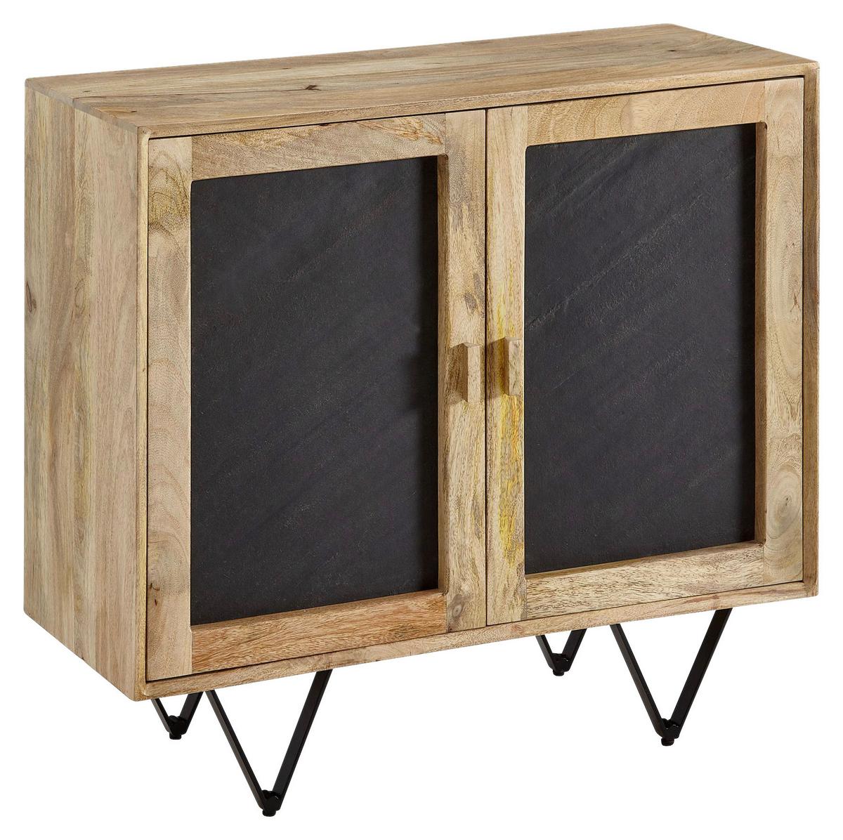 Komoda z masívneho dreva š: 80 cm - hnedá/čierna, Modern, kov/drevo (80/75/35cm) - MID.YOU