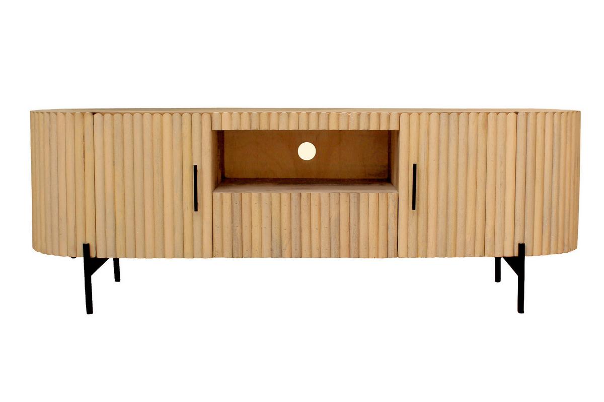 LOWBOARD Naturfarben/Schwarz B: 160cm - Schwarz/Naturfarben, Design, Holz/Metall (160/60/45cm) - MID.YOU