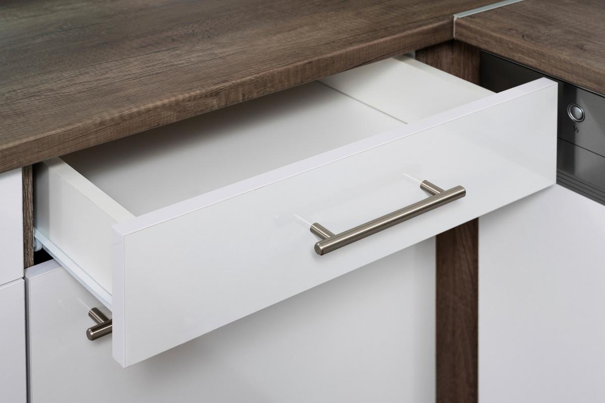 Eckküche Oliver L-Küchenblock 310 cm - Eichefarben/Weiß, Basics, Holzwerkstoff (310/172cm) - Respekta