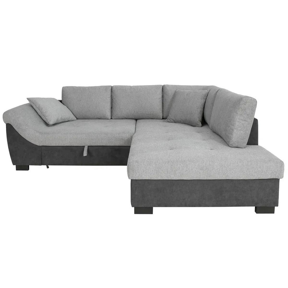 Rohová sedačka STELLA, pravá, grafitová / sivá - čierna/sivá, Design, kov/drevo (247/193cm)