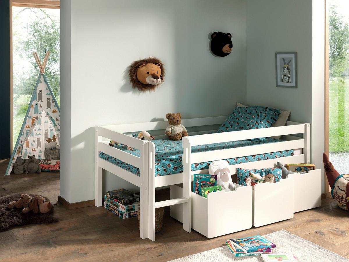 Hochbett Pino Inkl. Bettlade 90x200 Cm - Weiß, MODERN, Holz/Holzwerkstoff (90/200cm) - MID.YOU