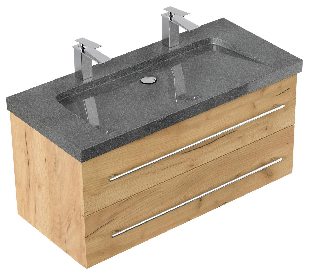 WASCHTISCHKOMBI Yamo, Eichefarben B: 100cm - Eichefarben, Basics, Holzwerkstoff/Stein (100cm) - MID.YOU