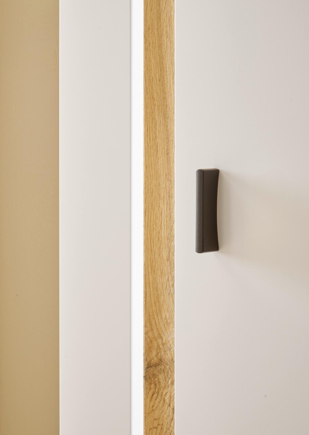 Highboard Long Island Weiß/Eiche Wotan B: 55 cm - Silberfarben/Eiche Wotan, Design, Holzwerkstoff (55/200/35cm) - MID.YOU