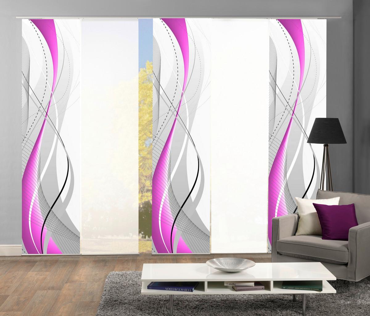 Flächenvorhang 5er Set Carlisle - Beere/Brombeere, Design, Textil (60/245cm) - Schmidt W. Gmbh