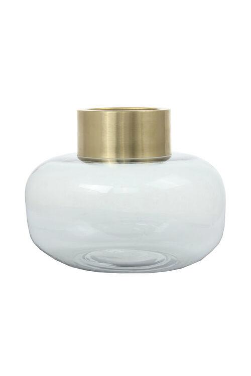 Vase Saigon Bauchig Glas Grau/Goldfarben H: 19 cm - Goldfarben/Grau, Design, Glas (23,5/19/23,5cm) - Kayoom