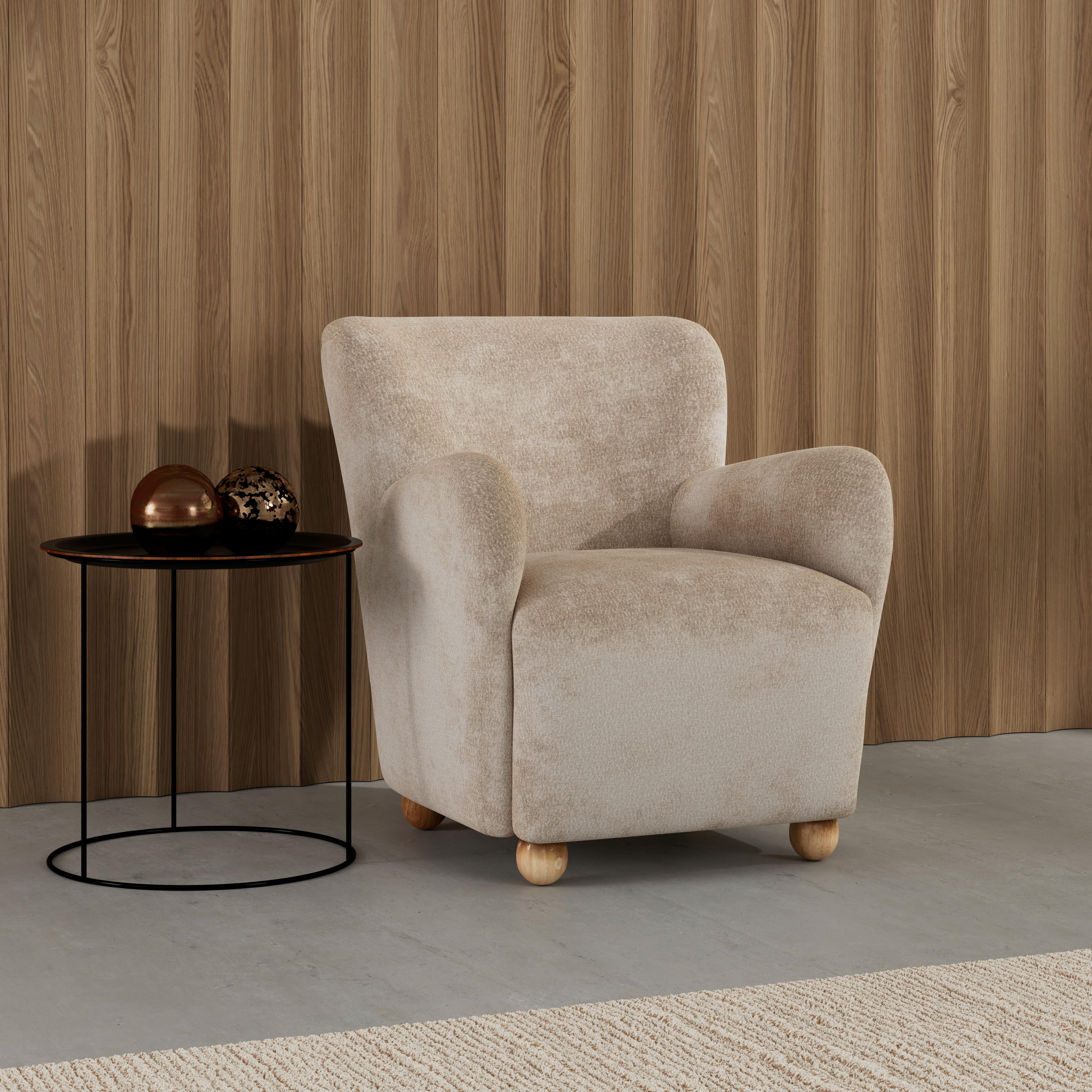 Kreslo LEA, béžová ženilka, max. 140 kg - prírodná farba/béžová, Modern, kov/drevo (76/85/84cm)