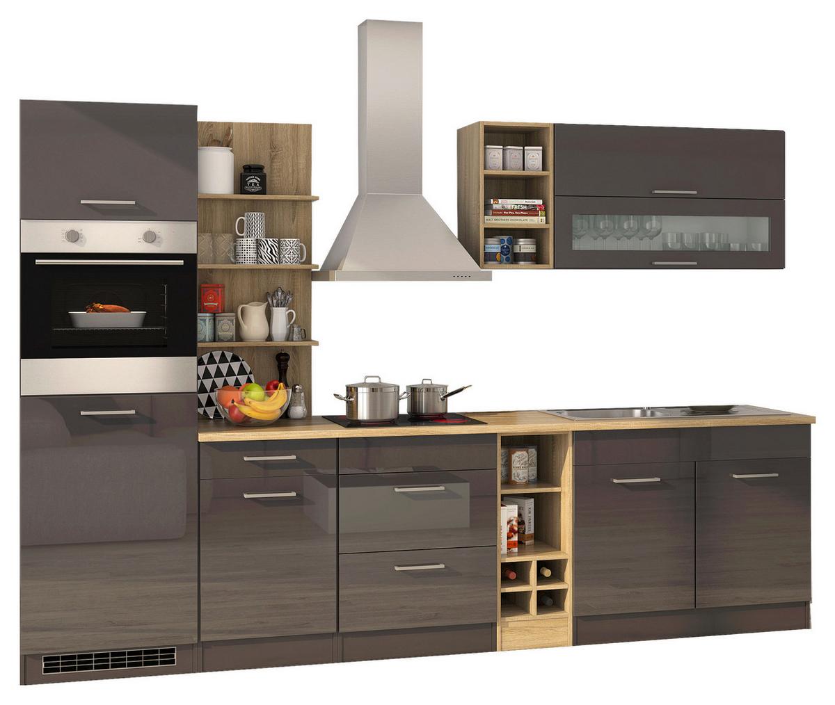 Küchenleerblock Mailand Graphitfarben B: 300cm - Graphitfarben/Sonoma Eiche, MODERN, Holzwerkstoff (300cm) - Held