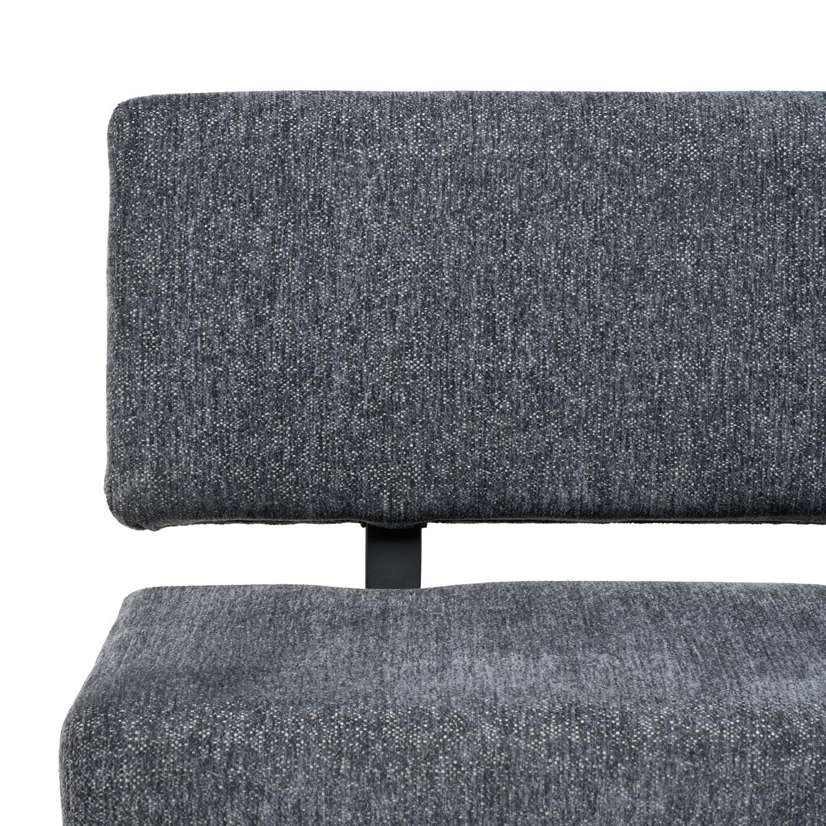 Sitzbank Chios  mit Lehne Leinenoptik Grau, B: 140 cm - Dunkelgrau/Schwarz, KONVENTIONELL, Textil/Metall (140/90/62cm) - MID.YOU