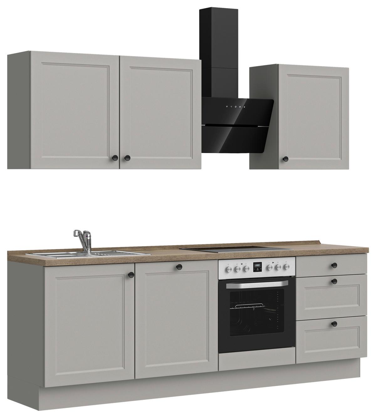 Kuchyňská linka 240 cm, kamenná sivá supermatná - šedá/černá, Moderní, kov/kompozitní dřevo (240cm) - Nobilia