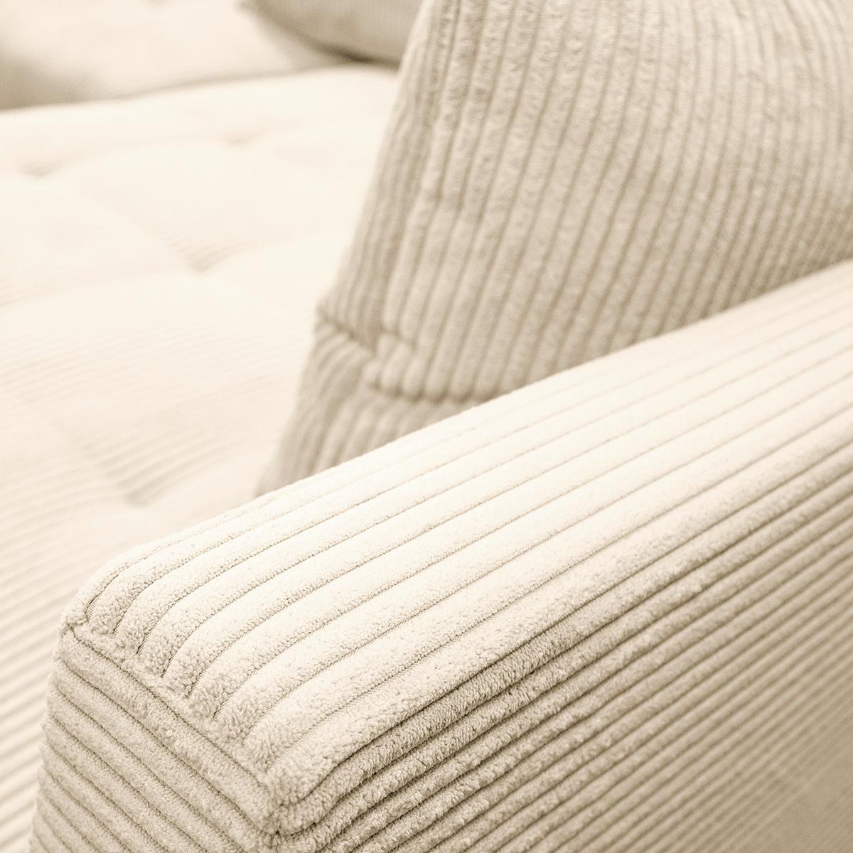 Ecksofa Pruno, Creme S: 247x174 Cm - Creme/Schwarz, Design, Textil (247/174cm) - MID.YOU