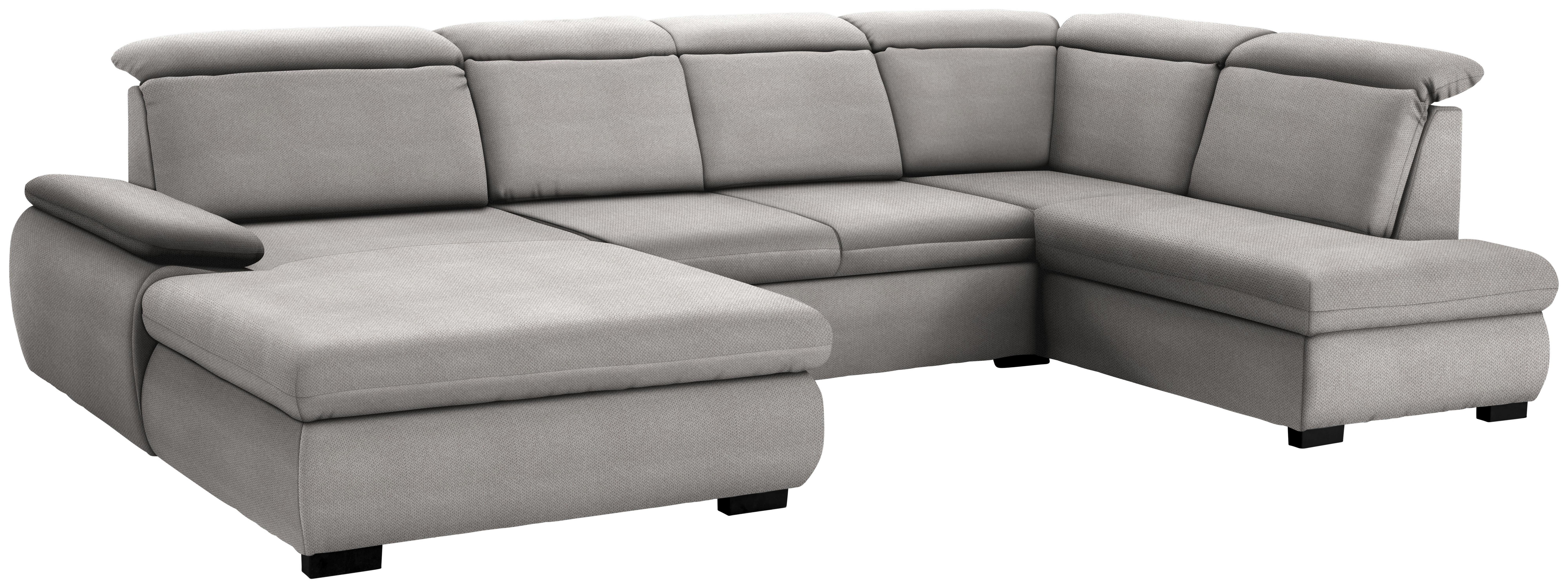 Wohnlandschaft in U-Form Metro ca. 172x335x184 cm - Silberfarben/Schwarz, KONVENTIONELL, Holz/Textil (172/335/184cm) - Ombra