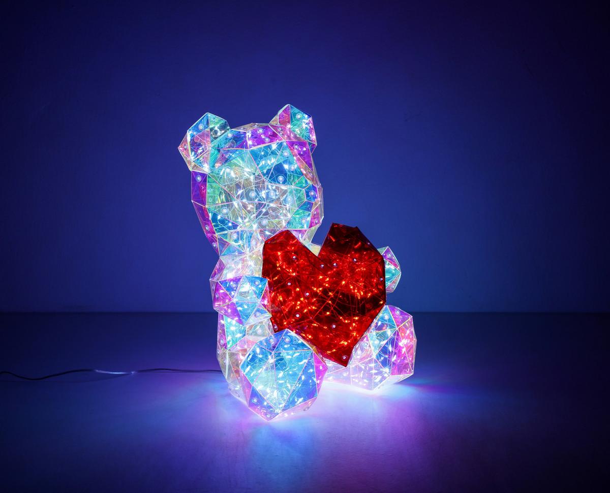 LED-Dekoleuchte Teddy Multicolor - Transparent/Rot, MODERN, Kunststoff (23/19/30cm) - BUNINO