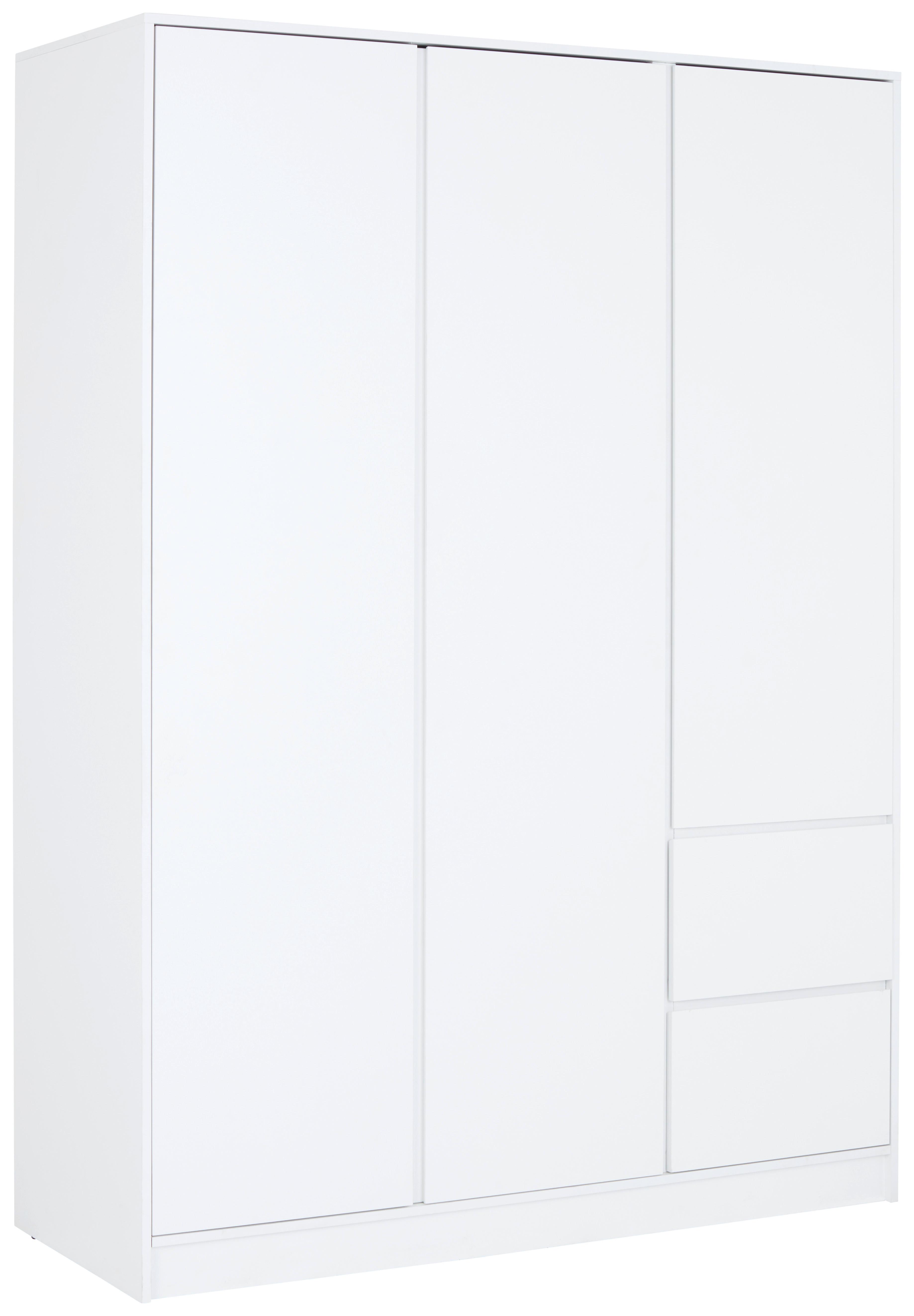 Drehtürenschrank grifflos 146,8 cm Basit Weiß Dekor - Weiß, KONVENTIONELL, Holzwerkstoff (146,8/205,5/56,6cm)