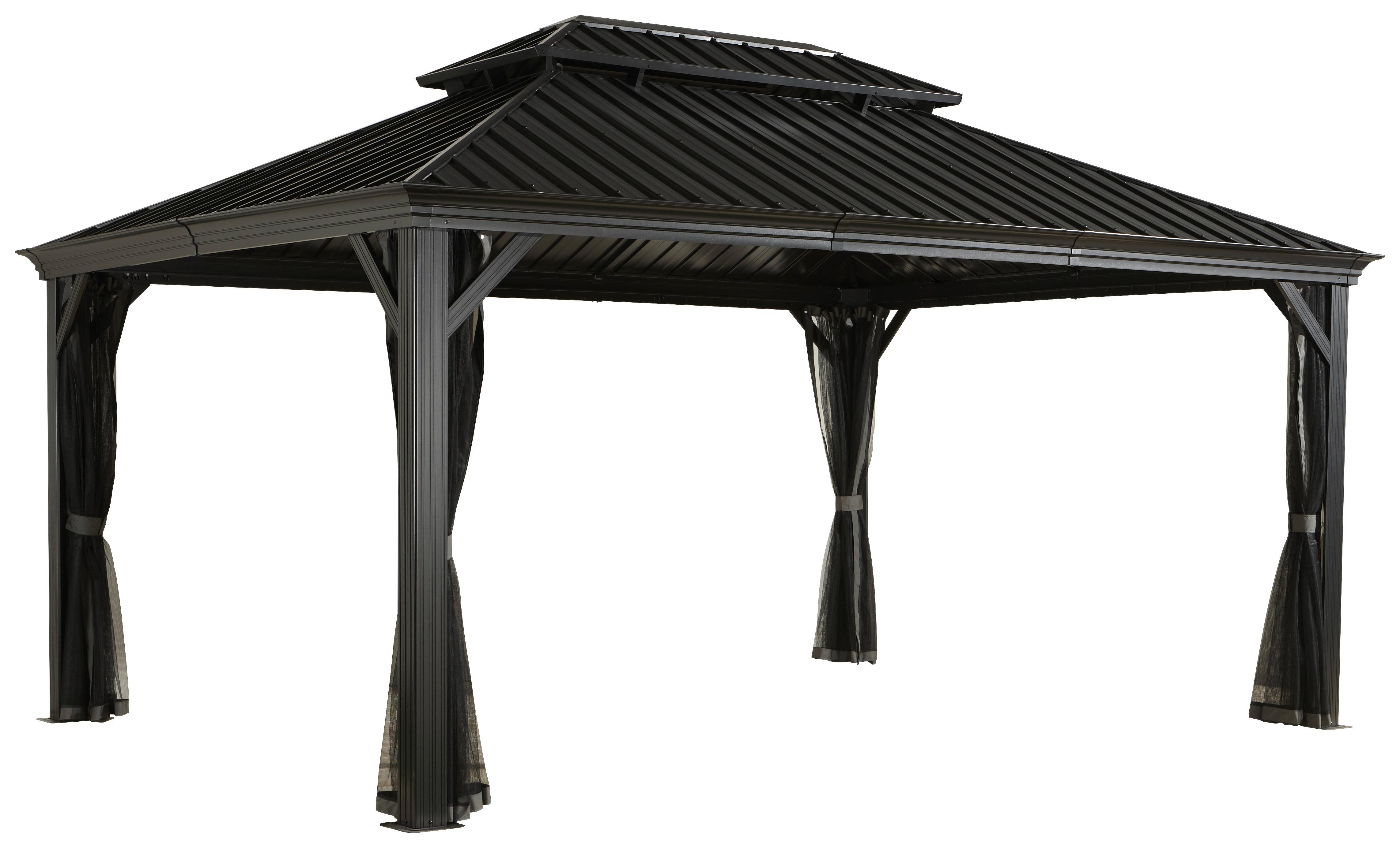 Pavillon Messina 483x363 cm wetterfest Gartenpavillon - Anthrazit, Basics, Metall (483/307/363cm)