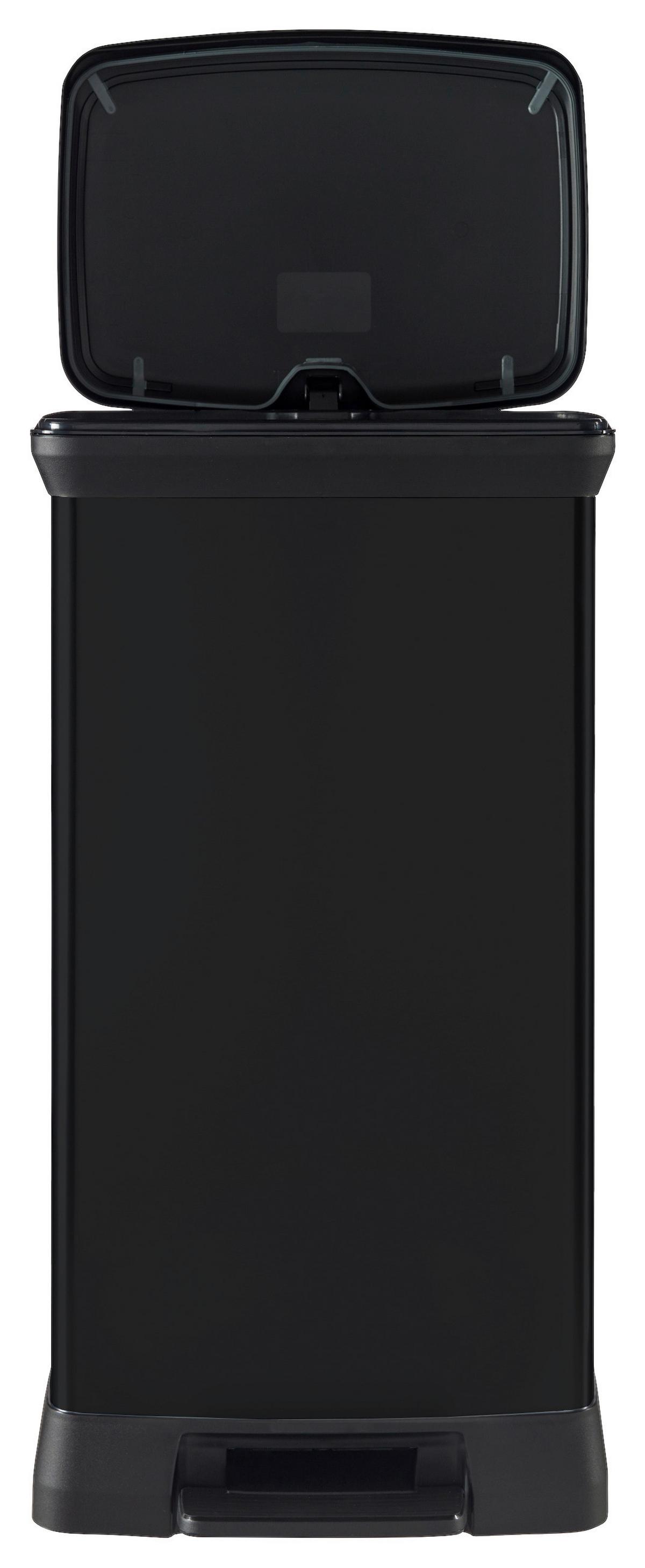 Mülleimer Deco Mit Deckel 50 L Kunststoff Schwarz - Schwarz, Basics, Kunststoff (36,0/81,1/44,0cm) - Keter