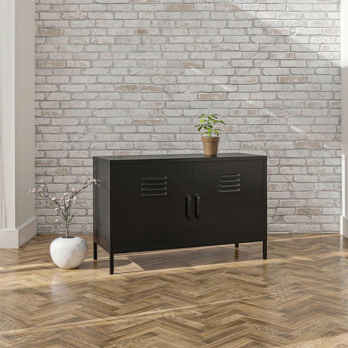 Highboard Mission District Schwarz B: 100cm - Schwarz, Design, Metall (100/64/46cm) - MID.YOU