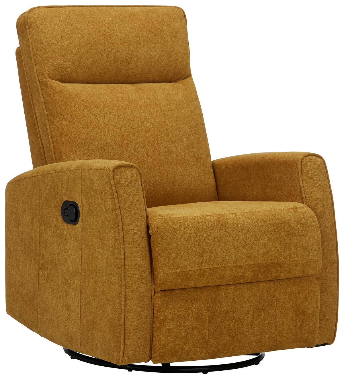Polohovatelné relaxační křeslo Melinda, žluté - curry žlutá/černá, Moderní, kov/textil (76/103/93cm) - Mömax