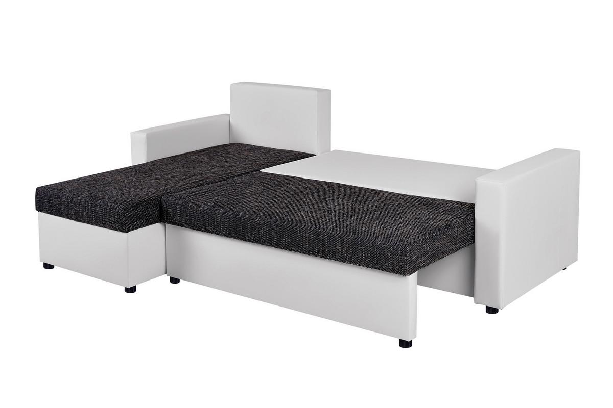 Ecksofa Hit Schwarz, Weiß S: 147x228cm - Schwarz/Weiß, Design, Holzwerkstoff/Textil (147/228cm) - P & B