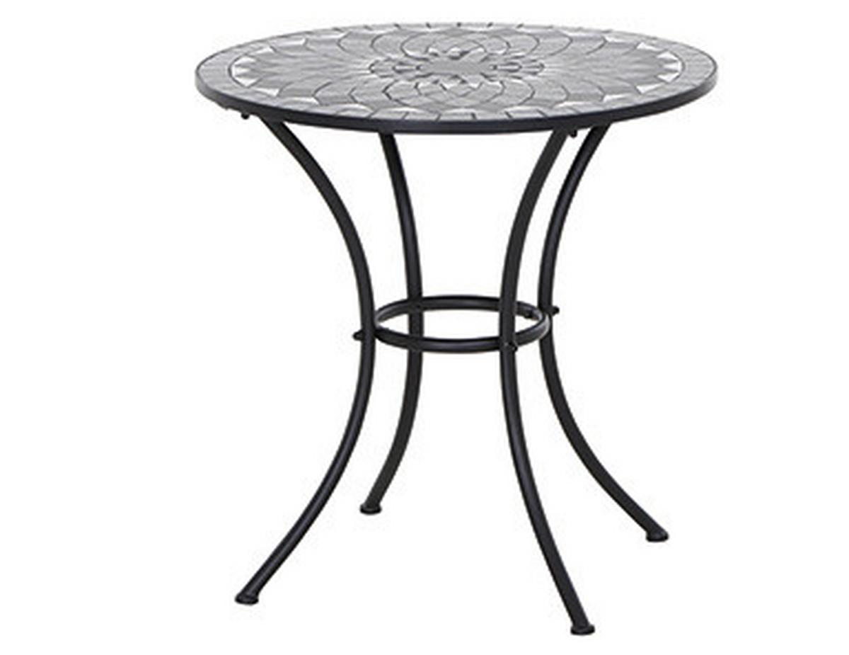 Gartentisch Como Metall/Keramik ⌀ 60 cm - Schwarz, KONVENTIONELL, Keramik/Metall (60/60/71cm) - Siena Garden