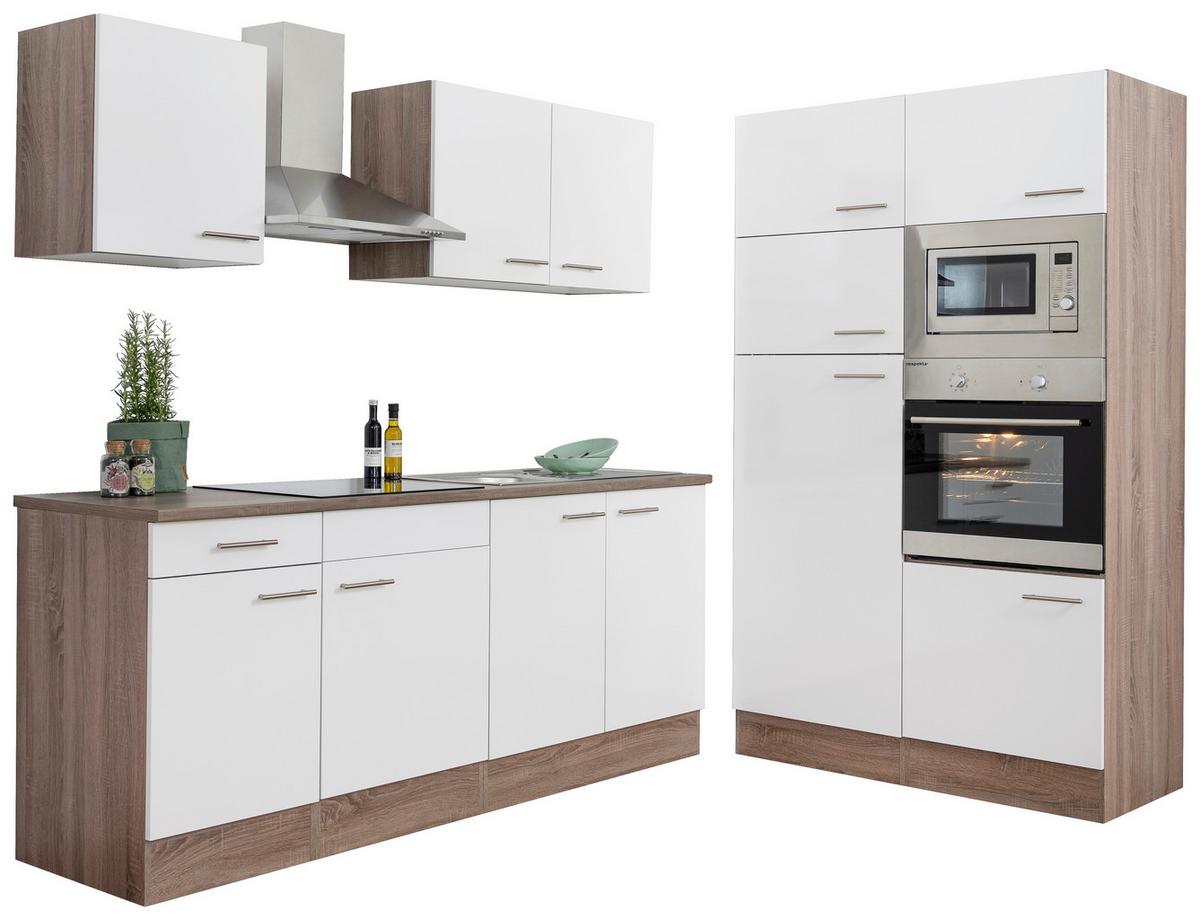 Küchenzeile Mit Geräten B: 330 Cm Eichefarben/weiß - Eichefarben/Weiß, MODERN, Holzwerkstoff (330cm) - Respekta
