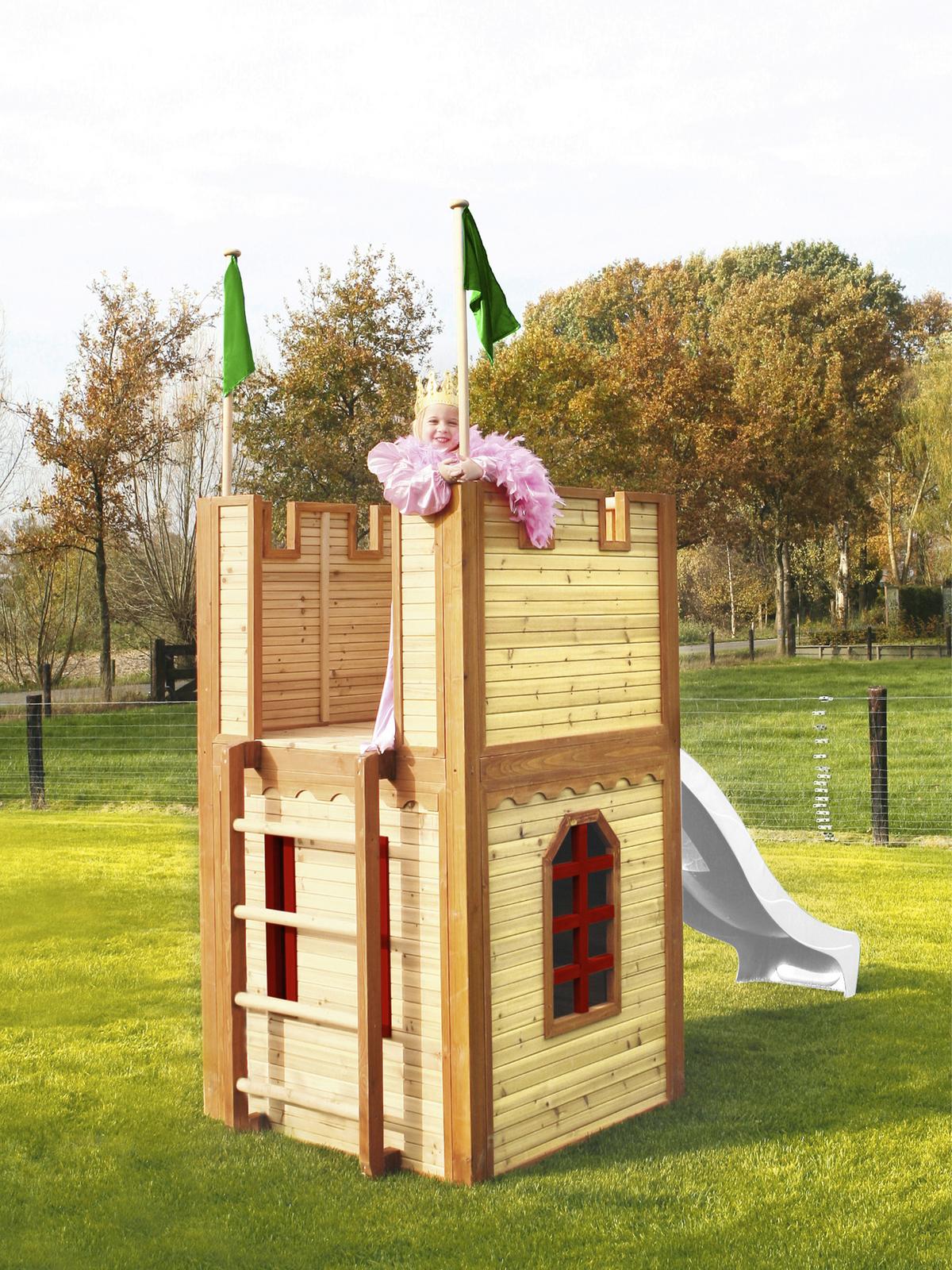 Spielhaus A030.109.90 - Rot/Weiß, KONVENTIONELL, Holz/Kunststoff (319/195/110cm) - Ambia Garden