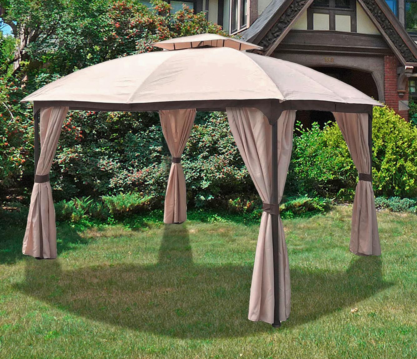 Pavillon Pires - Beige/Silberfarben, Basics, Kunststoff/Metall (360/270/300cm) - Gardenson