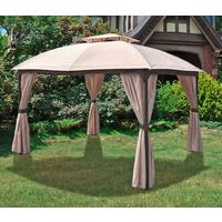 Pavillon Pires - Beige/Silberfarben, Basics, Kunststoff/Metall (360/270/300cm) - Gardenson