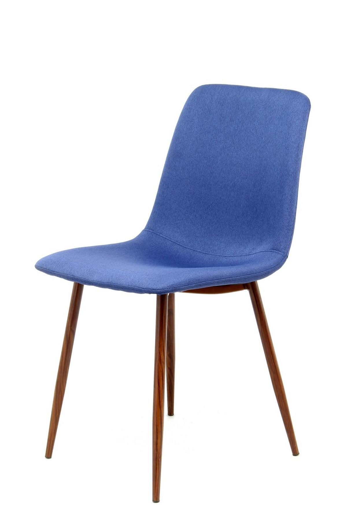 Stuhl-set Maggie 100 Blau - Blau/Braun, Design, Textil/Metall (46.5/84.5/55cm) - Kayoom