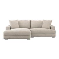 Ecksofa Pelle mit Kissen Beige Cord 180x265 cm - Beige/Schwarz, MODERN, Textil (180/265cm)