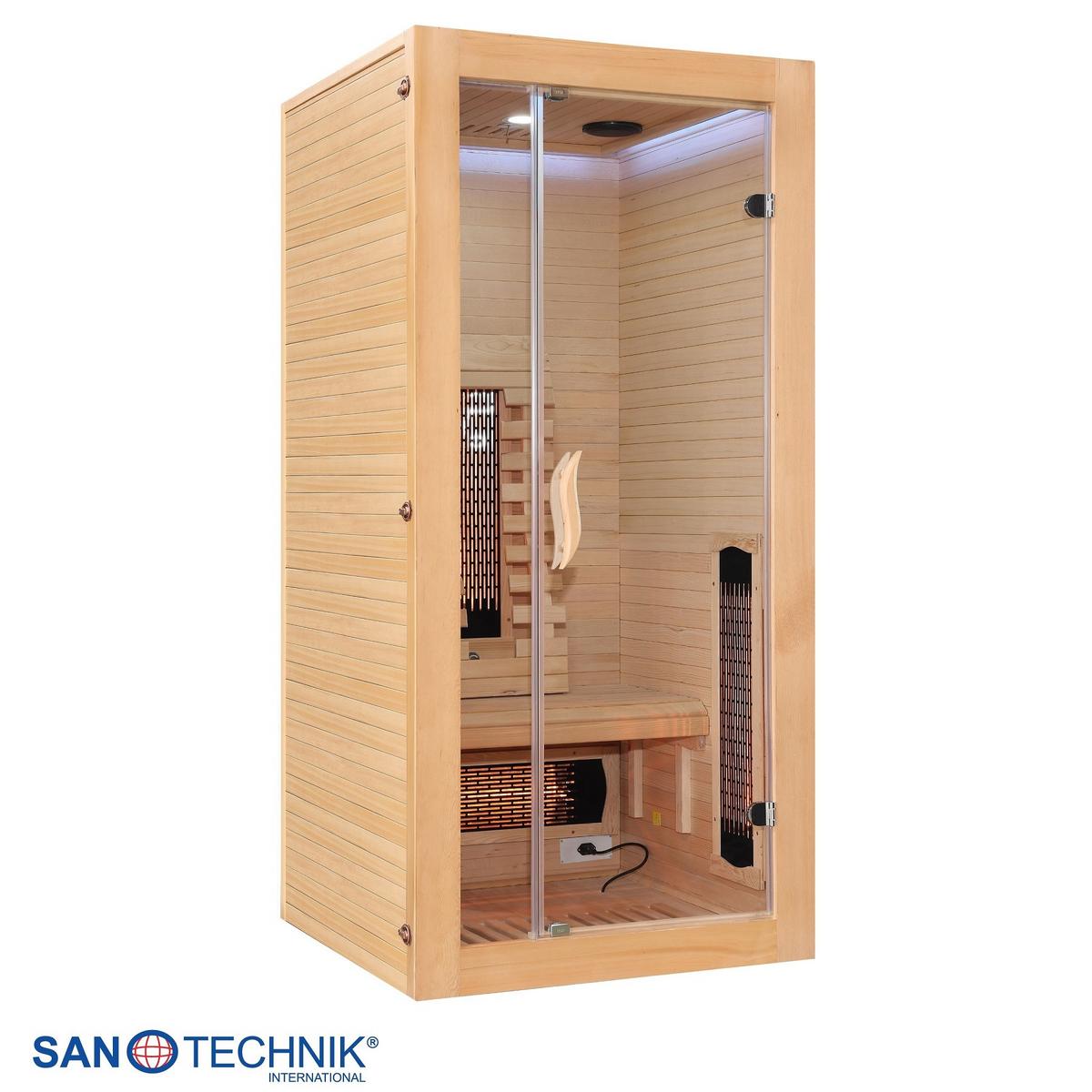 Infrarotkabine ergonomische Rückenlehnen - Naturfarben, Basics, Glas/Holz (90/190/90cm) - Sanotechnik