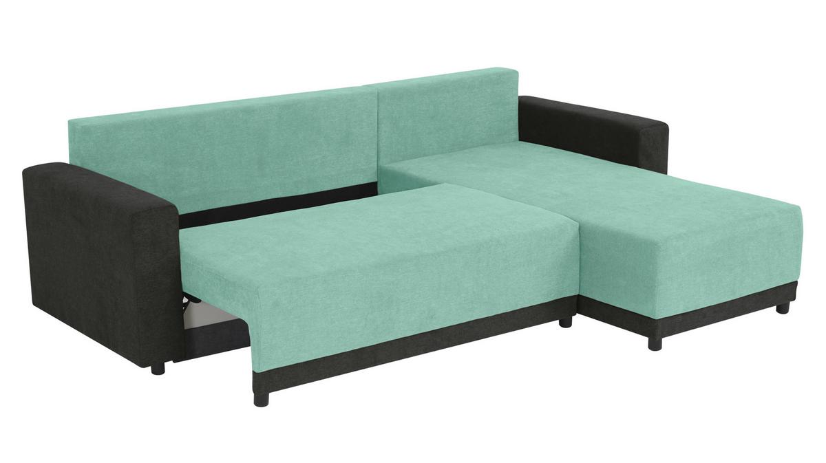 Ecksofa Time Anthrazit, Mintgrün S: 178x248 Cm - Anthrazit/Schwarz, Design, Textil (178/248cm) - MID.YOU