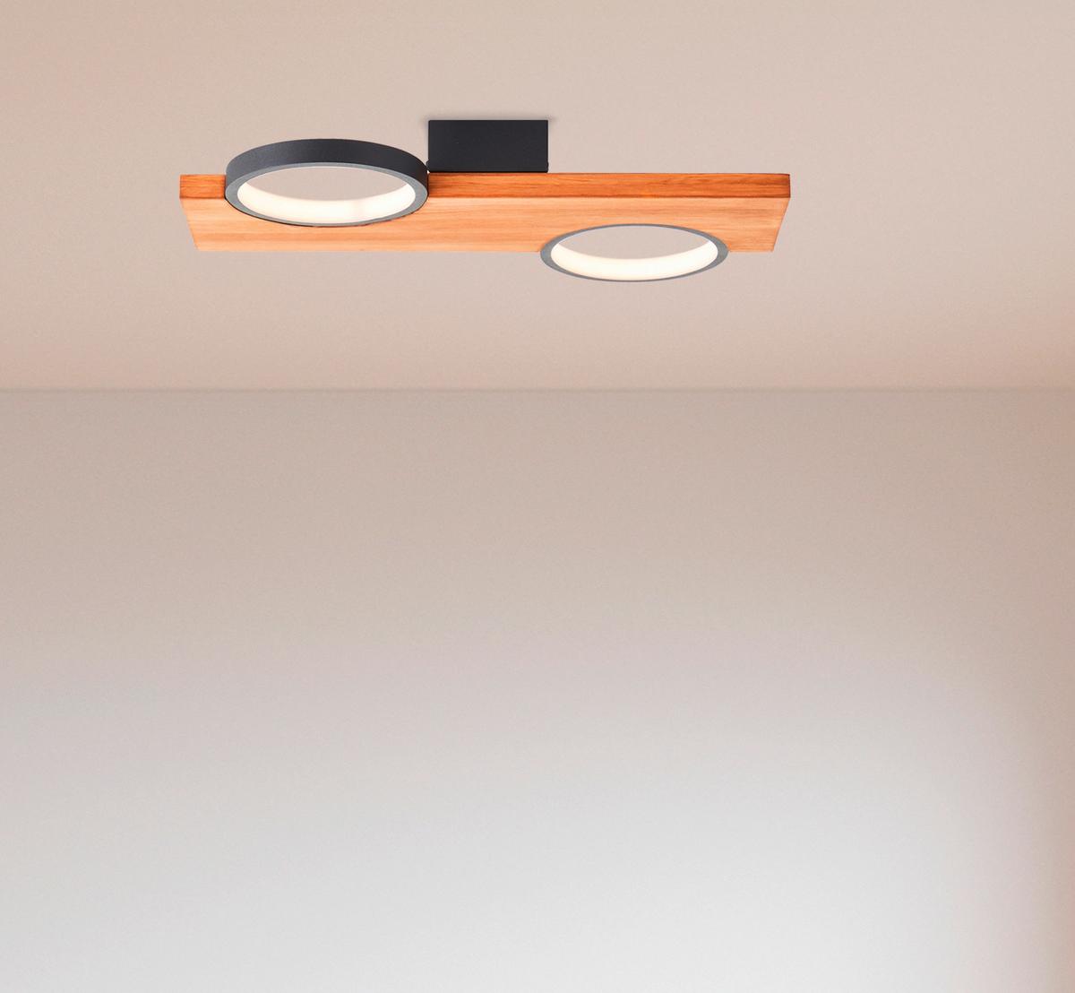 Led-deckenleuchte G99936/76 Cheesy - Hellbraun/Schwarz, Natur, Holz/Metall (5,2/40/25cm) - Brilliant