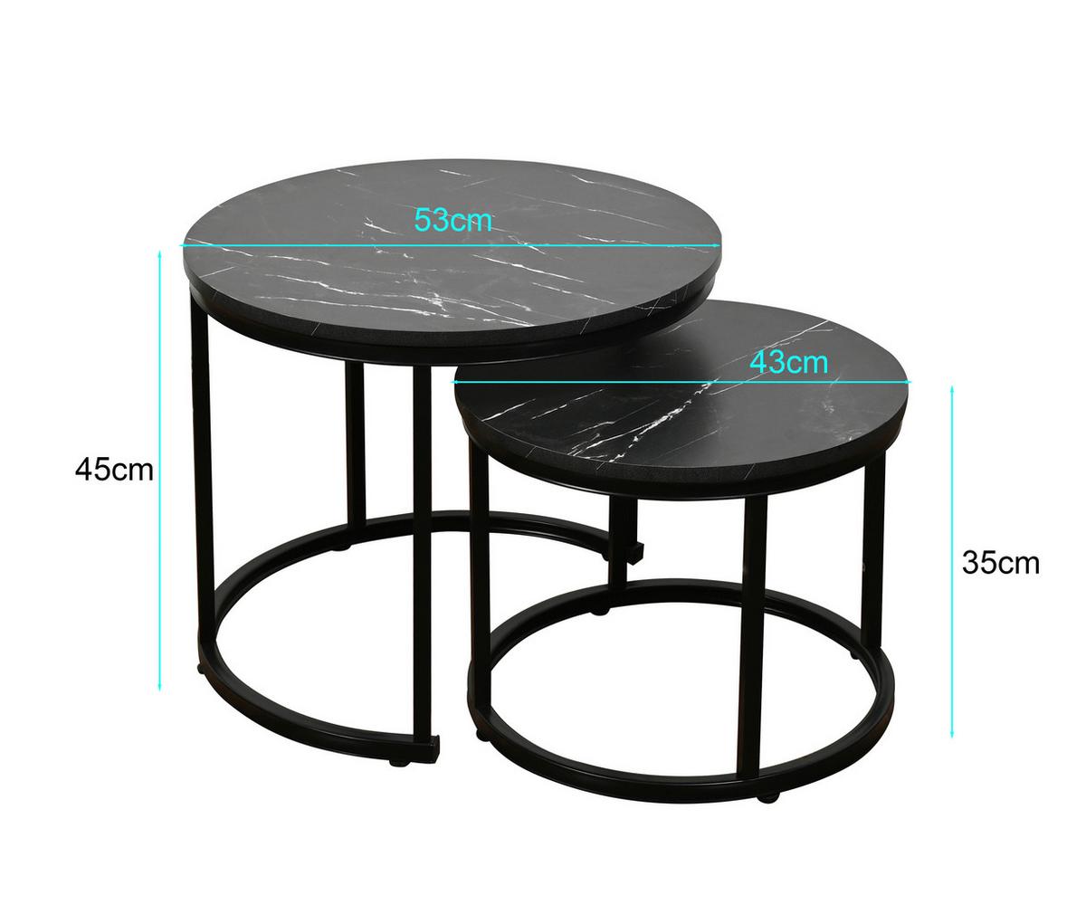 Beistelltisch Duo Schwarz B: 53 cm - Schwarz, Trend, Holzwerkstoff/Metall (53/53/45cm)