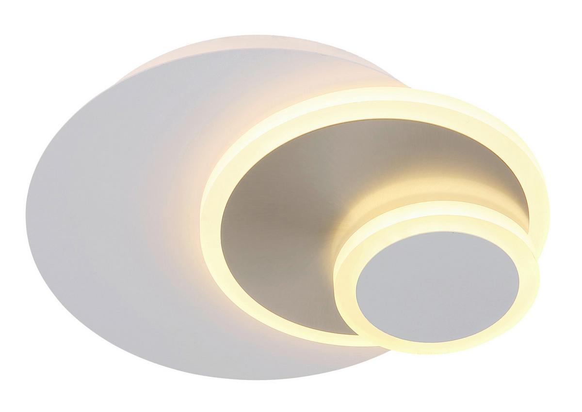 NÁSTENNÉ LED SVIETIDLO ODONELL - biela/niklová, Design, kov/plast (30/23/6,5cm) - Globo