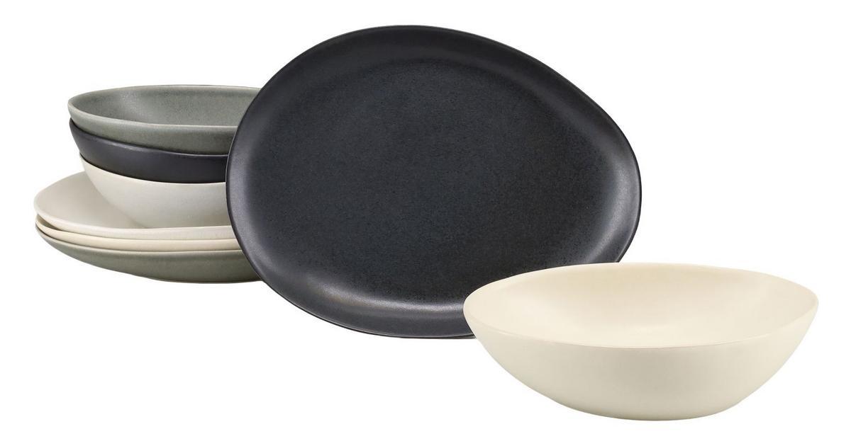 Creatable Tafelservice Pietra 8-tlg. Keramik, Anthrazit/creme/grau online kaufen ➤ Möbelix