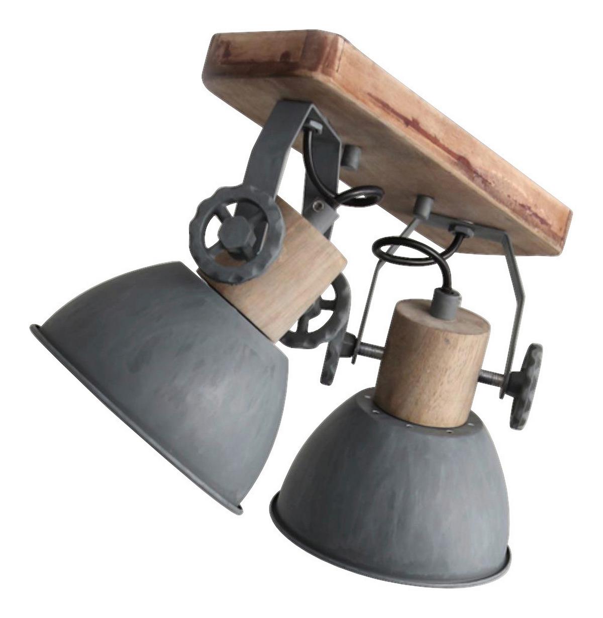 Deckenspots Gearwood - Anthrazit, Trend, Holz/Metall (32/19/17cm)