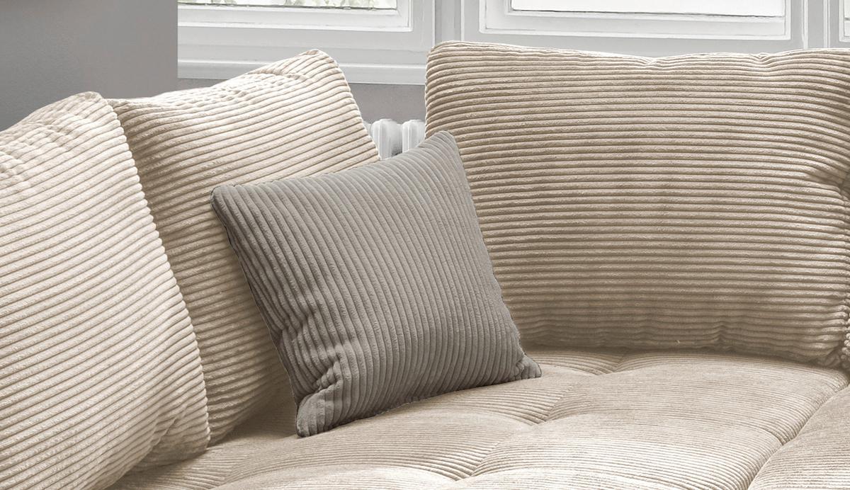 Rohová sedačka ALVITO, levá, béžový manšestr - šedá/černá, Design, dřevo/textil (202/298cm) - MID.YOU