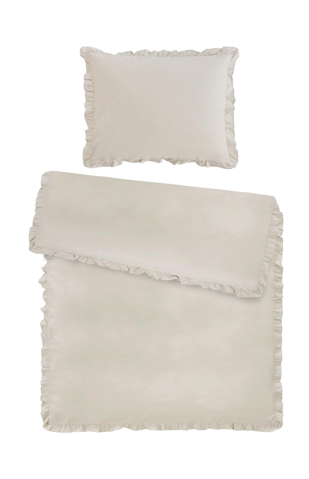 POSTEĽNÁ BIELIZEŇ Ruschen, 70/90 140/200cm - piesková, Romantik / Landhaus, textil (140/200cm) - Zandiara