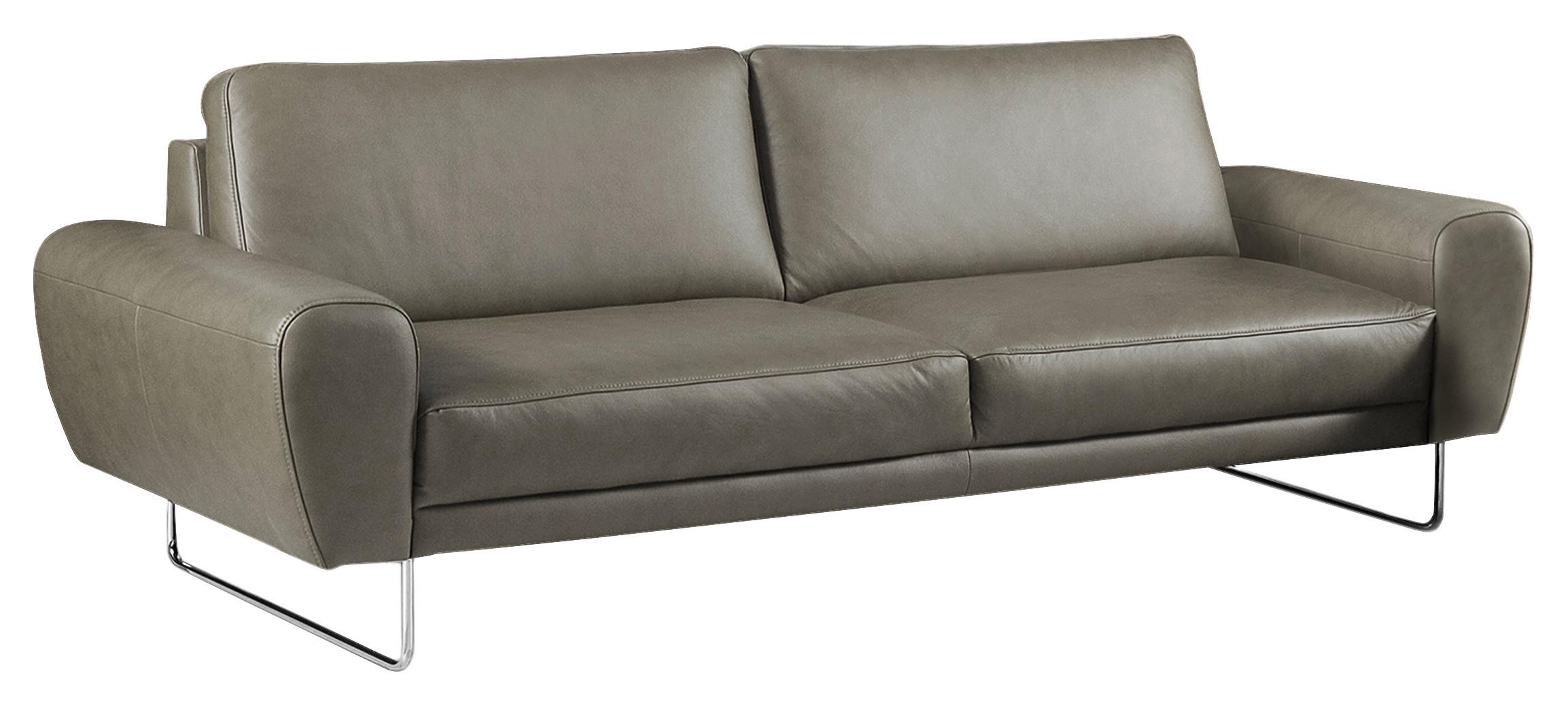 3-sitzer-sofa Spring Grau Chrom B: 207 Cm - Chromfarben/Grau, Design, Leder (207/85/92cm) - Livetastic