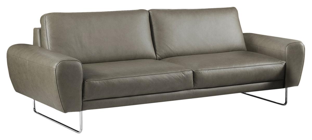 3-sitzer-sofa Spring Grau Chrom B: 207 Cm - Chromfarben/Grau, Design, Leder (207/85/92cm) - Livetastic