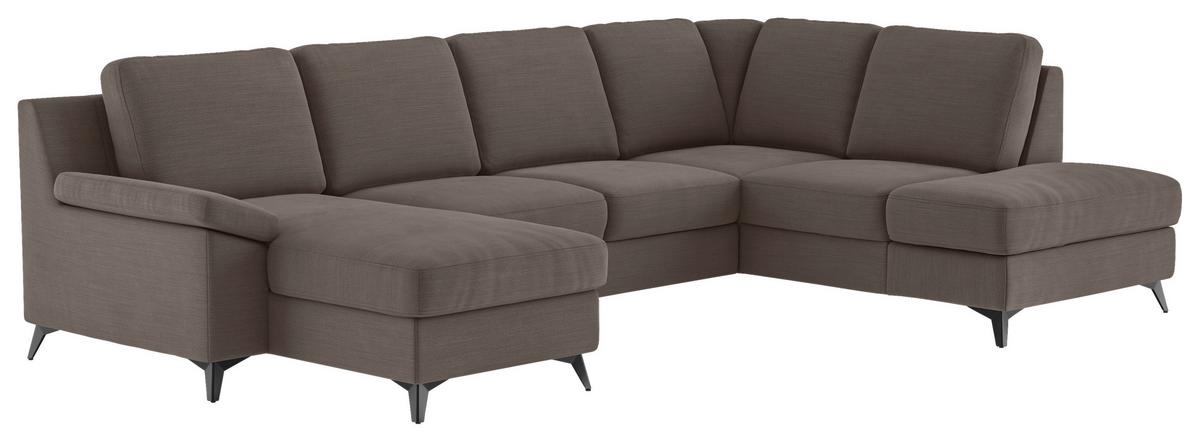 Wohnlandschaft Boom, Dunkelgrau 156x309x204 - Taupe/Schwarz, KONVENTIONELL, Textil (156/309/204cm) - Cotta