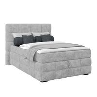 Čalúnená posteľ VEGA 140x200 cm, svelosivá - čierna/zelená, Trend, drevo/textil (140/200cm)