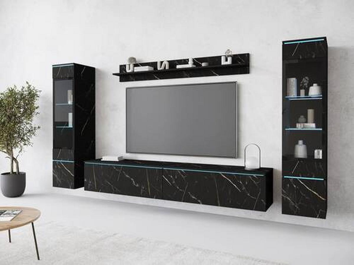 Obývací stěna SAN SEBASTIAN - šedá/barvy břidlice, Design, kompozitní dřevo/plast (240/130/33cm) - Livetastic