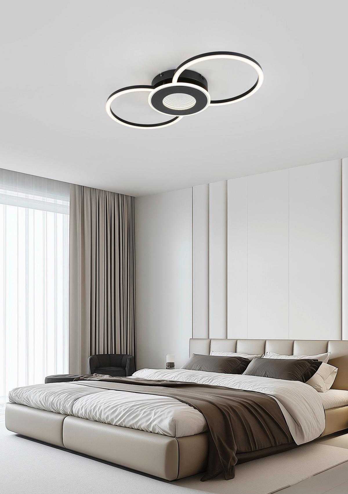 LED-Deckenleuchte Josefa - Chromfarben/Schwarz, Kunststoff/Metall (28/57/6,5cm) - Luca Bessoni