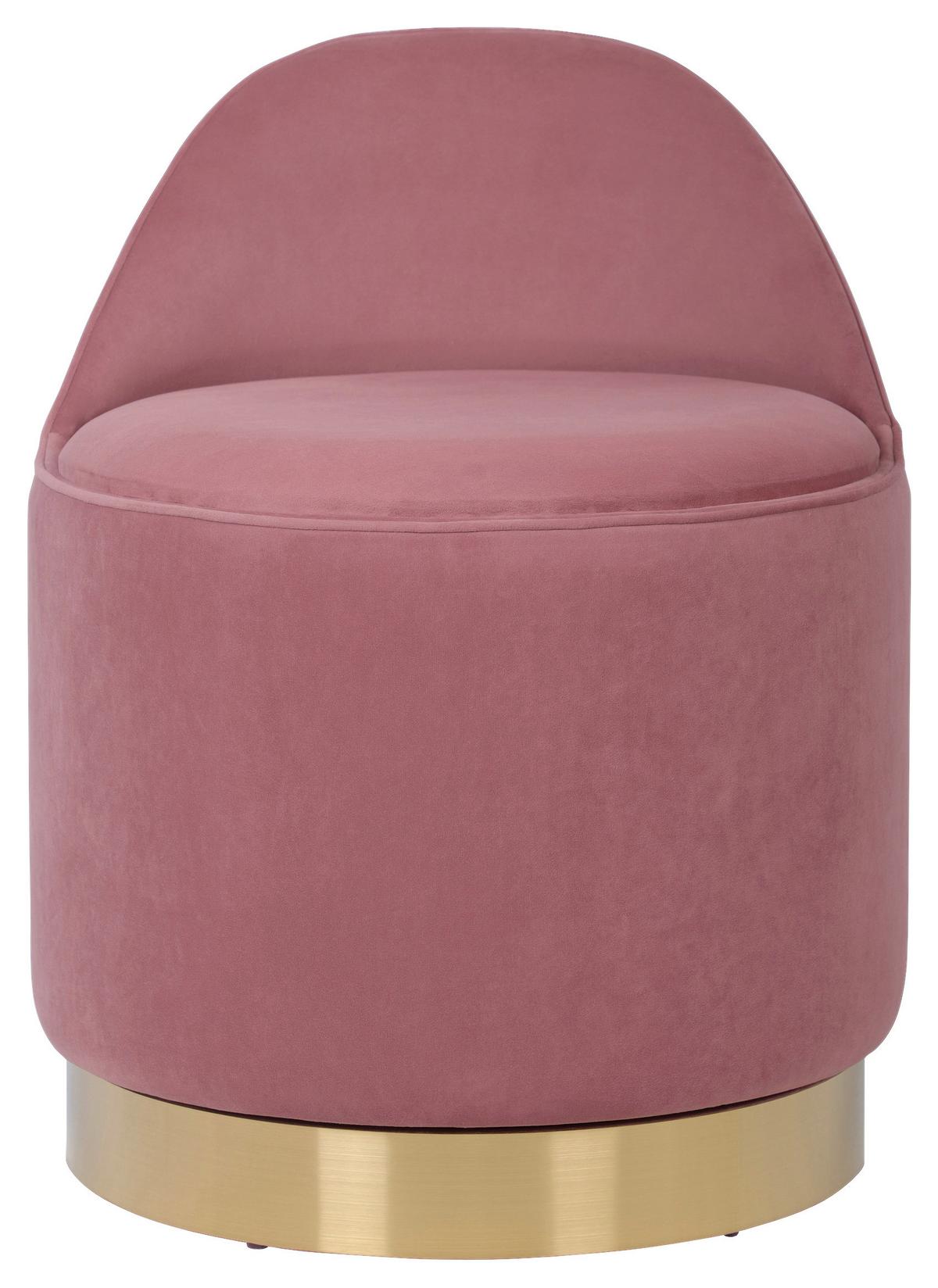 Drehhocker Viktor 125 Altrosa D: 52 cm - Goldfarben/Altrosa, Design, Textil/Metall (52/68cm) - Kayoom