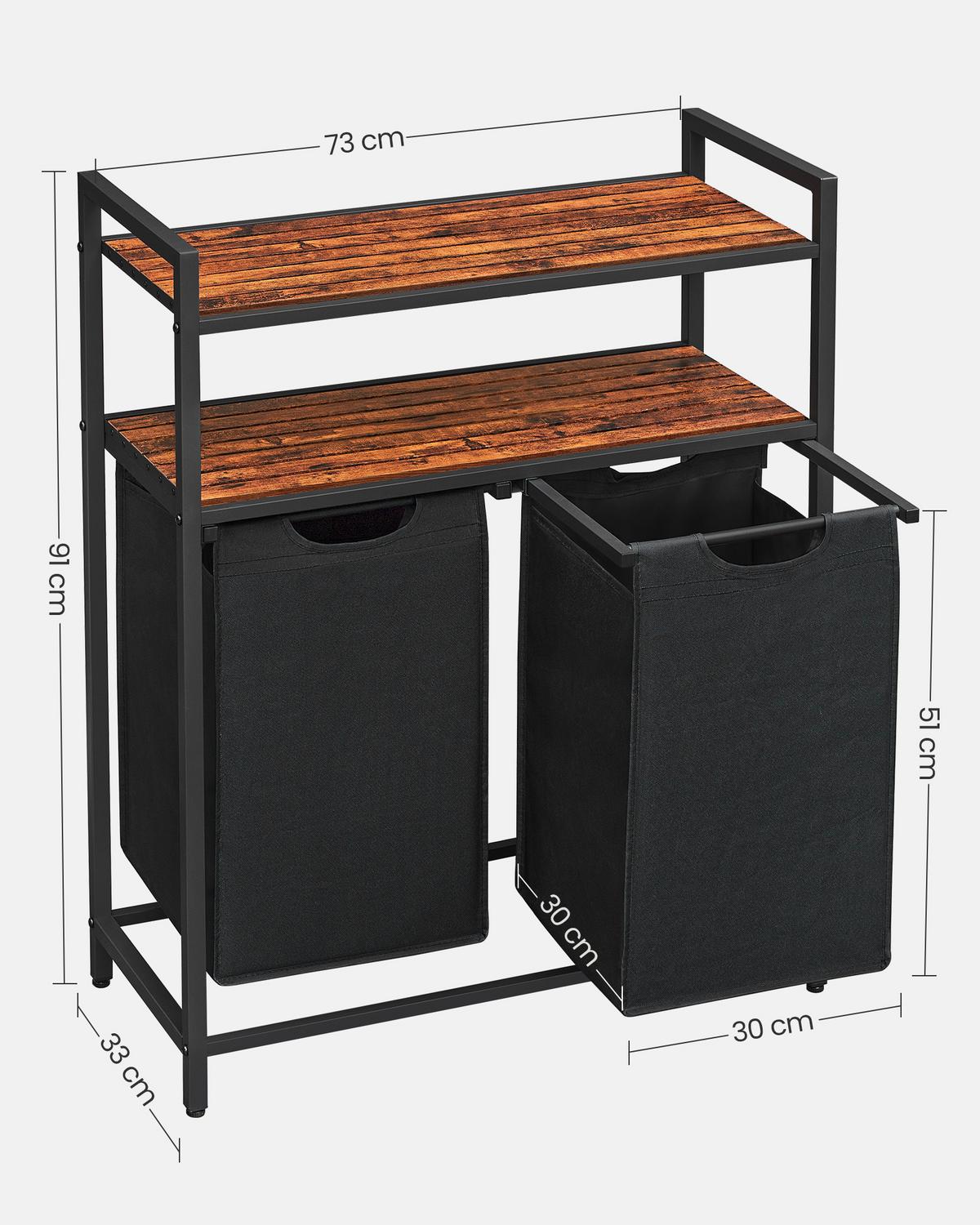 Wäschekorb Blh211b01 - Schwarz/Braun, Trend, Holzwerkstoff/Textil (73/92/33cm) - MID.YOU