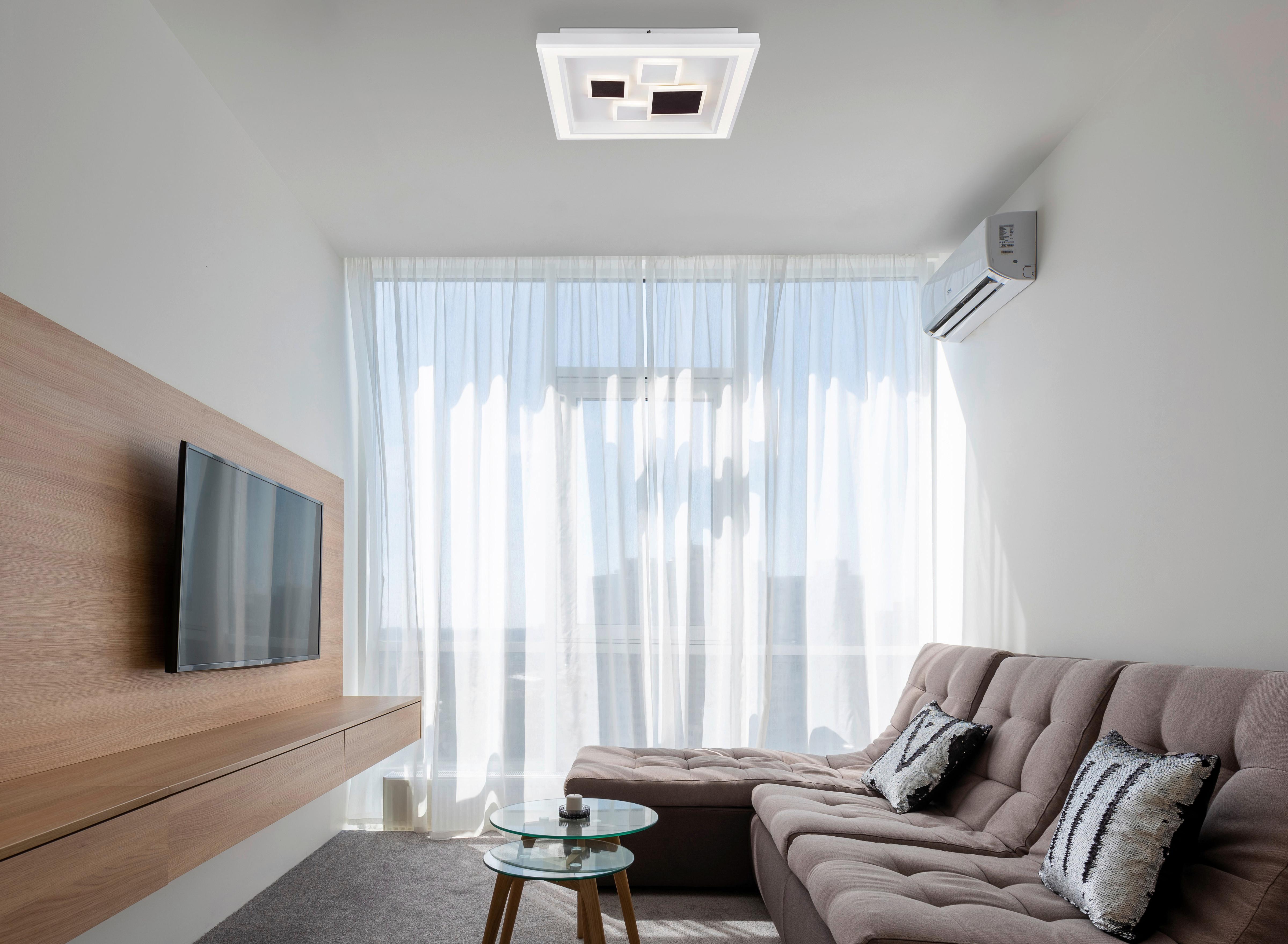 LED-Deckenleuchte L: 48 cm Mit Stufenschalter + Fernbedienung - Opal/Weiß, Design, Kunststoff/Metall (48/48/7cm) - Globo