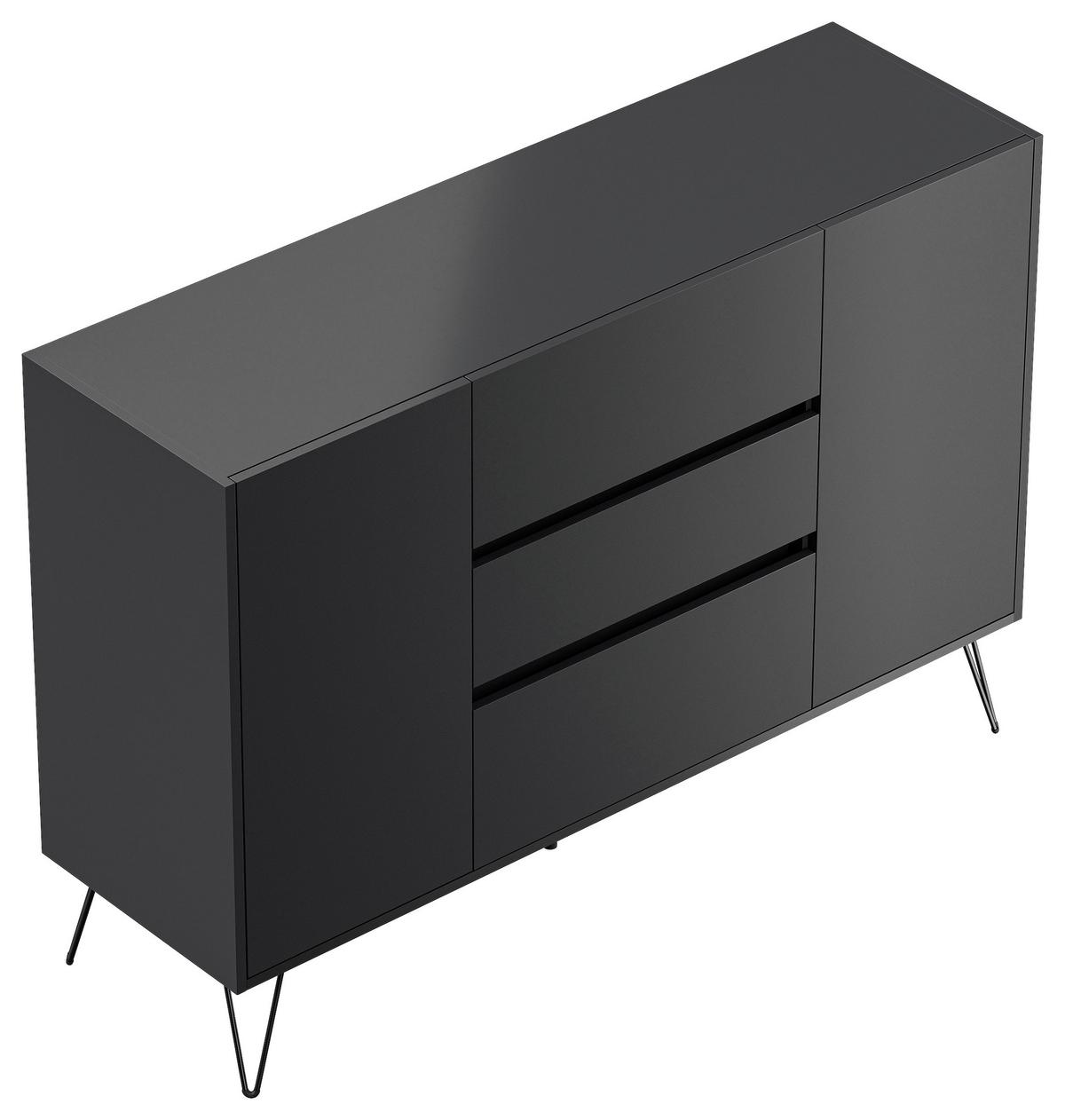 Sideboard Posseik Industrial Graphitfarben B: 140 cm - Schwarz/Graphitfarben, Design, Holzwerkstoff (140/93,6/42cm) - P & B
